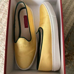 Almost-new Vibi Venezia yellow gold satin slip-on sneakers, size 40.5/size 10